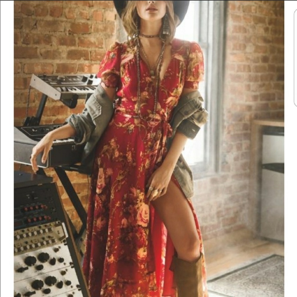 Denim & Supply Ralph Lauren Red Floral Maxi Dress